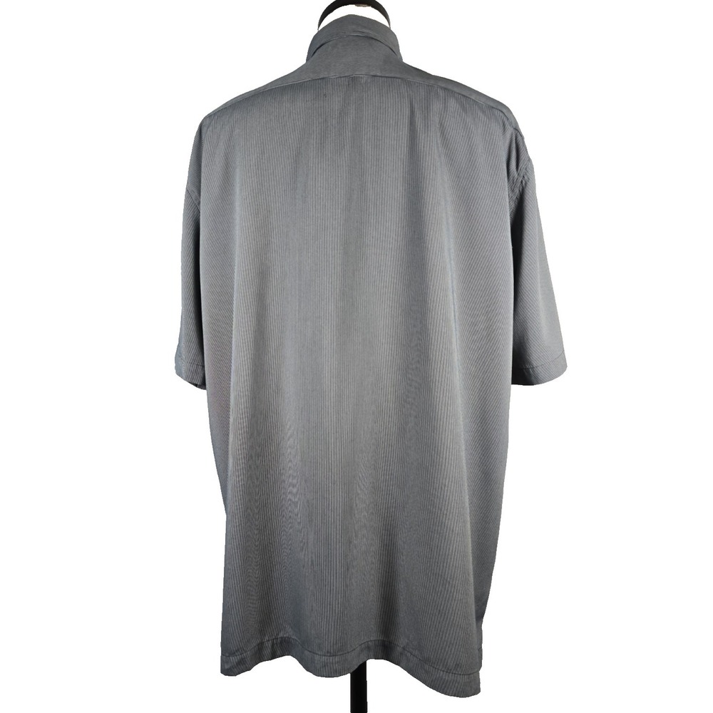 Breakwater Mens Shirt Pin Stripes Large Gray & Black Short Sleeve Rayon Button - Picture 2 of 16